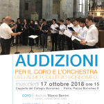 Audizioni per il coro e l’orchestra del Collegio Borromeo Audizioni per il coro e l’orchestra del Collegio Borromeo